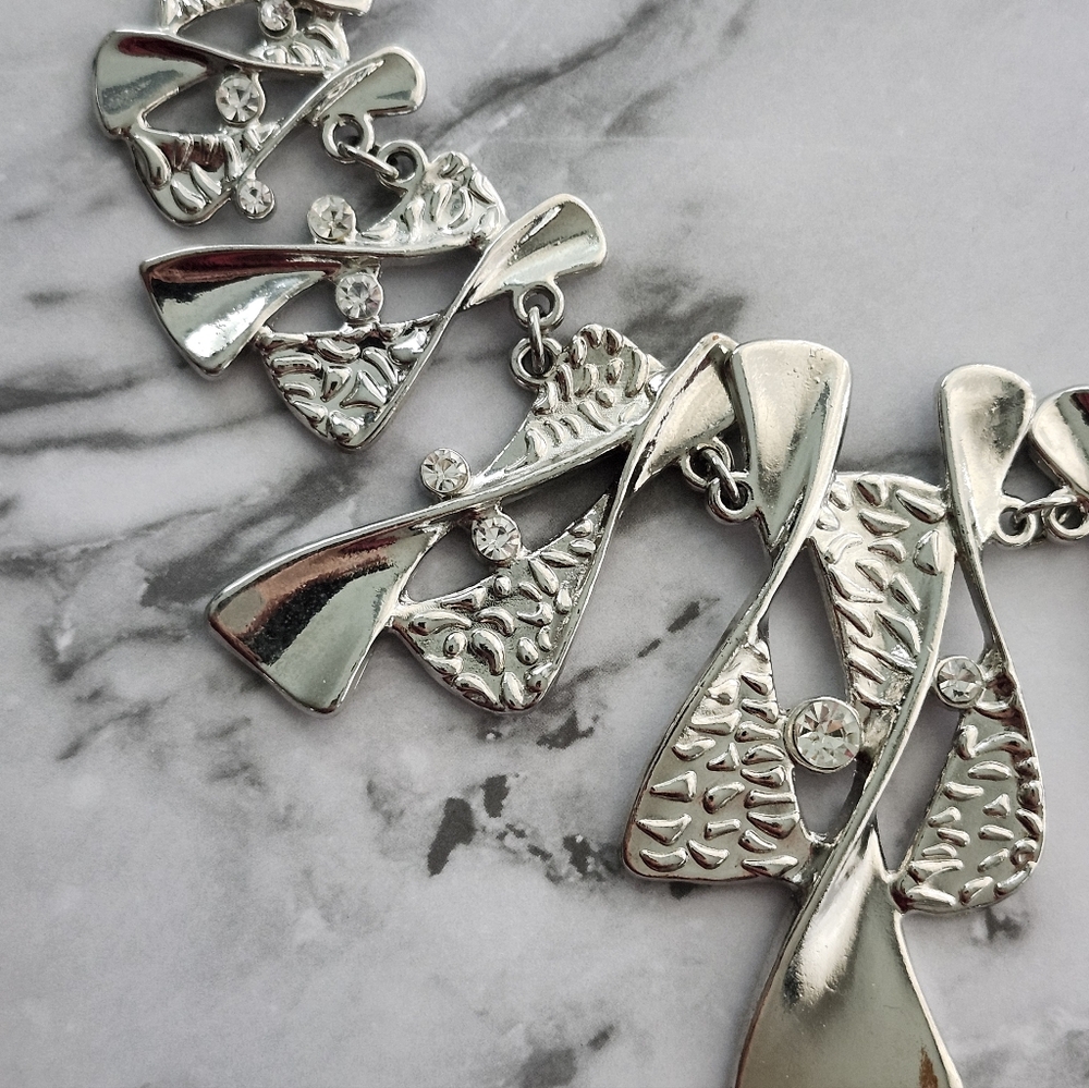 Unique Contemporary Statement Necklace Rhinestones - image 4